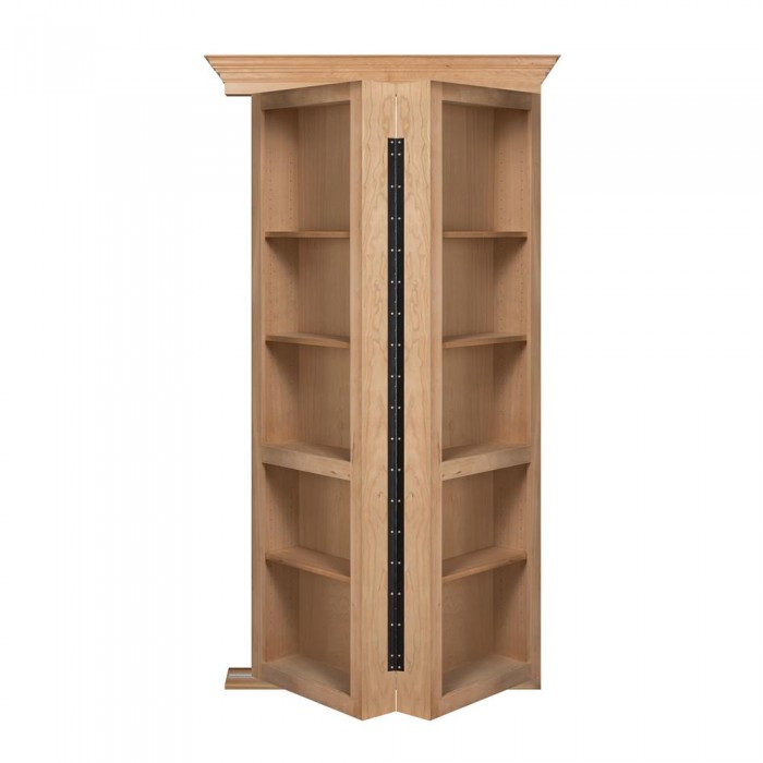 48" Unfinished Cherry Bifolding Bookcase Hidden Door